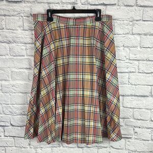 Vintage Plaid Multicolor Pleated Skirt Queens Casuals Size Large